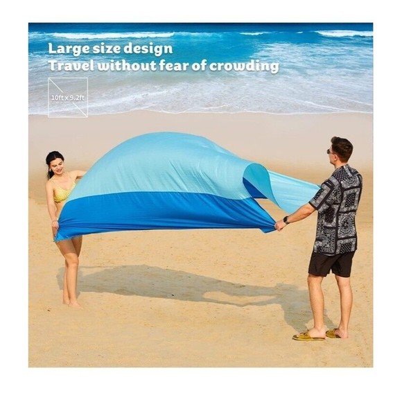 110"x 120" OVERSIZED Beach Blanket Sand & Water Proof  4 Stakes, Bag +Phone Case - Picture 3 of 4